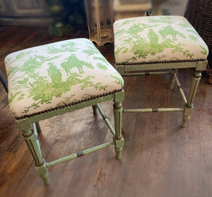 French Toile Antique Benches