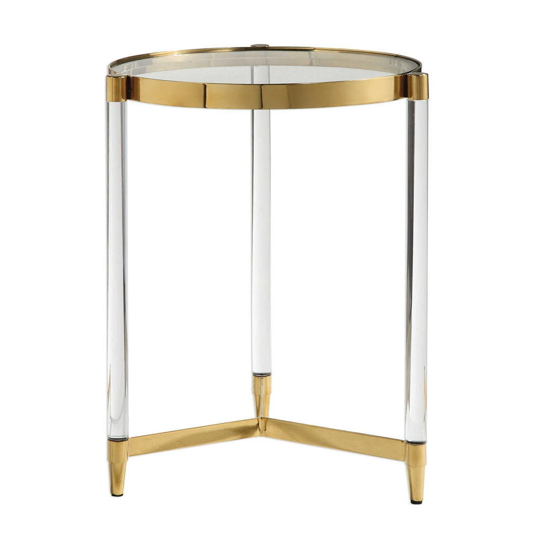 Acrylic and Gold Accent Table