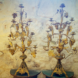 Pair of 19th Century French Gold Candelabras