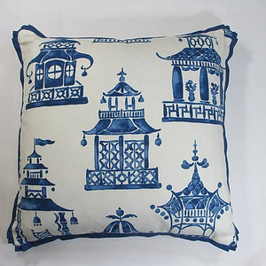 Cobalt Blue and White Pagoda Pillow