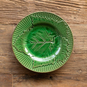Green Glazed Grape Leaf Dinner Plate, 11"