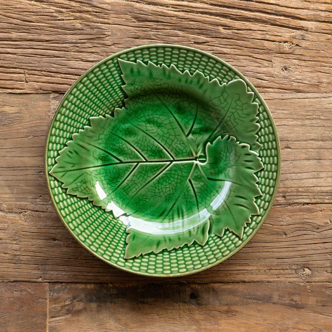 Green Glazed Grape Leaf Dinner Plate, 11